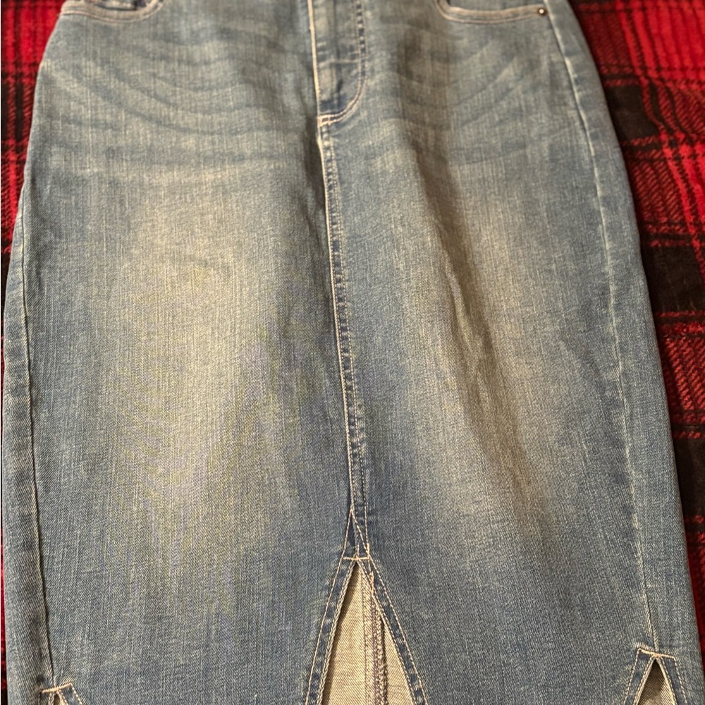 Peace Love World Blue Denim Skirt